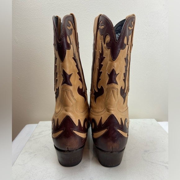 Vintage Charlie Horse by Lucchese Western Flame Two Tone Leather Cowboy Boots 8 - Picture 9 of 15